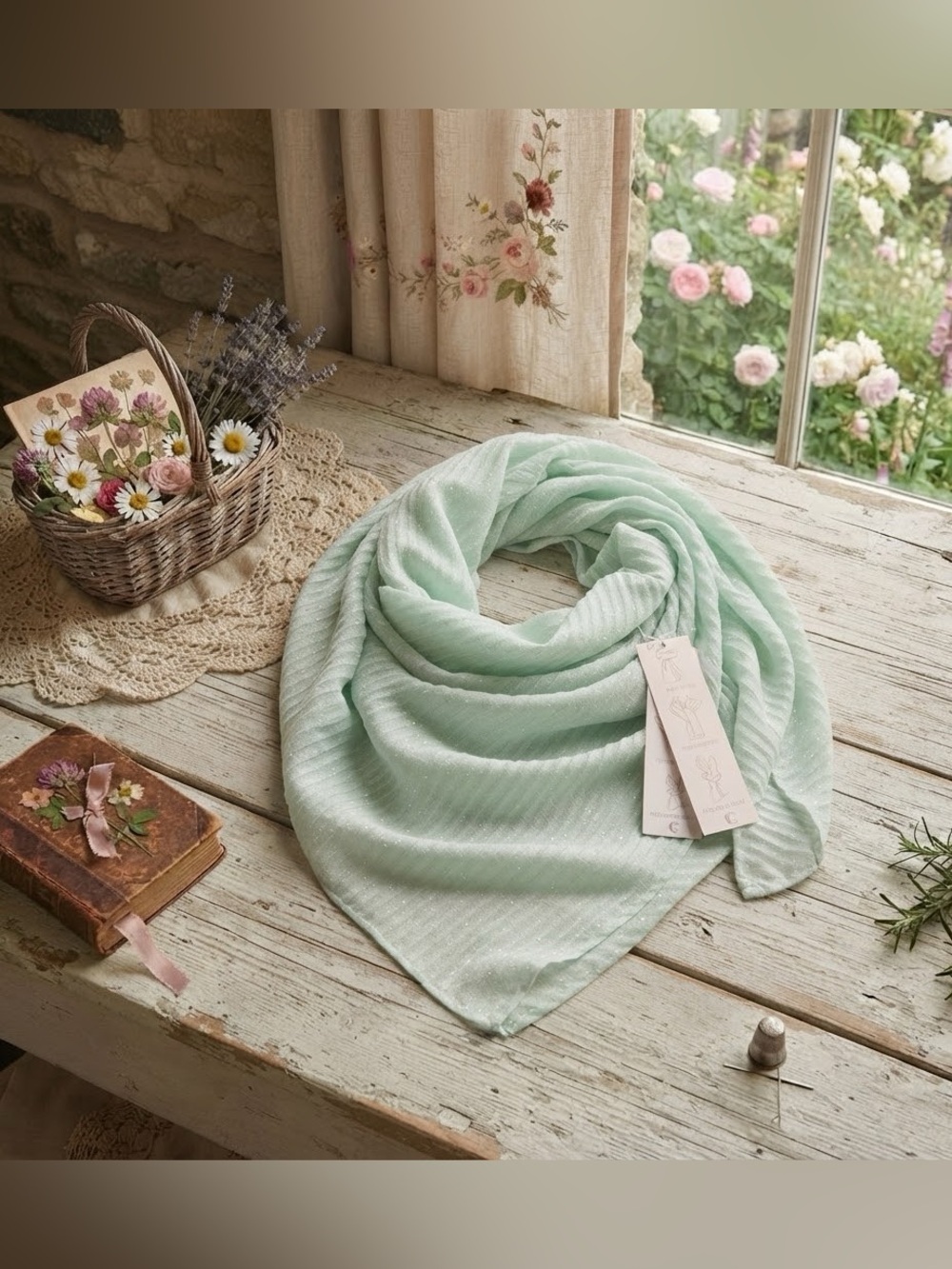 NWT Cato Seafoam Green Sparkle Shawl Scarf 72x28 Wrap